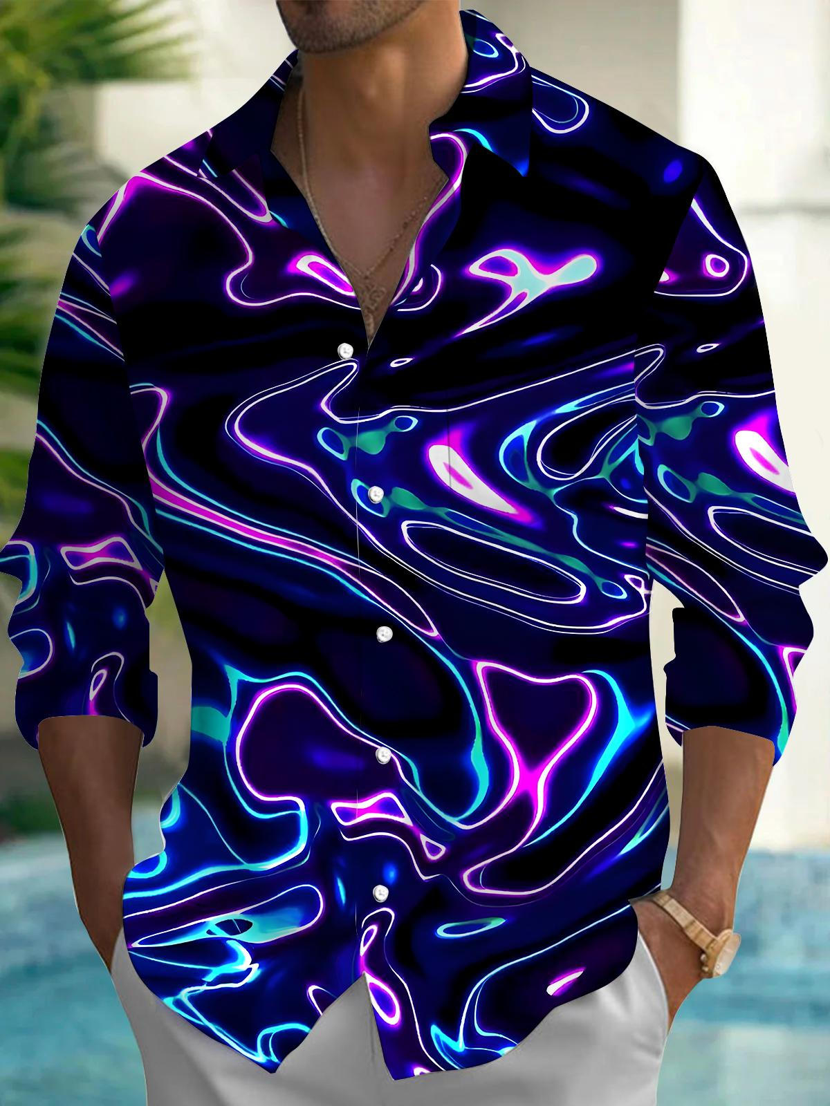 Abstract Men's Pocket Long Sleeve Shirts