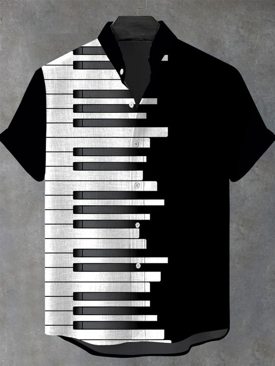 men's music print shirt front view