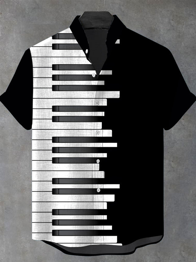 men's music print shirt front view