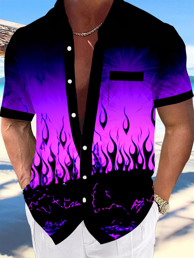 Men's abstract print short sleeve shirt front view
