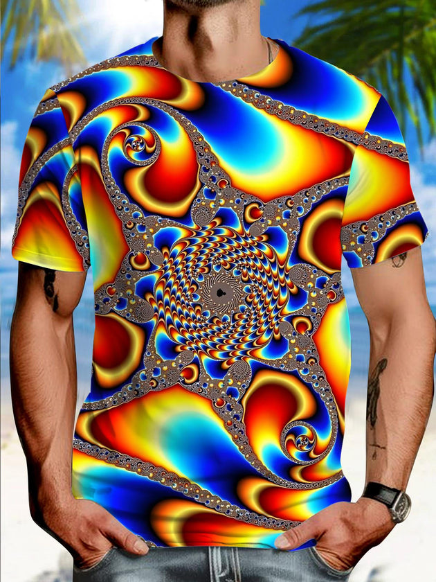 Men's abstract print short sleeve graphic t-shirt front view