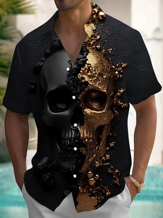 men's skull print shirt front view