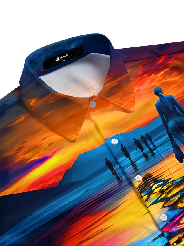 men's artistic pattern shirt side view