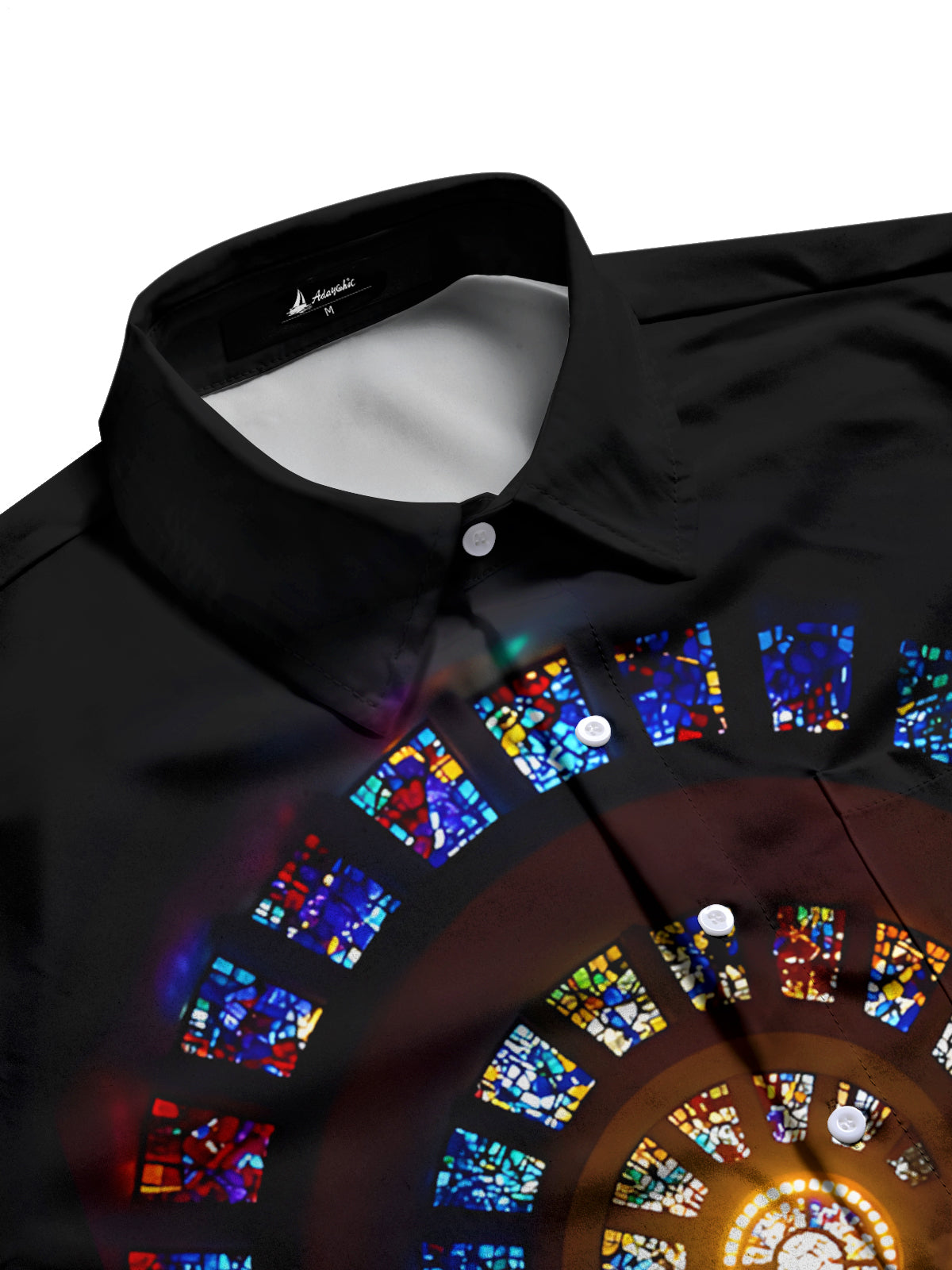 Church Stained Glass Window Print Men's Pocket Short Sleeve Shirts