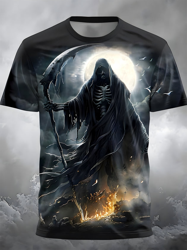men's skull print graphic t-shirt front view
