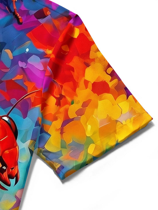 Colorful Tie Dye Flying Ant Abstract Art Men's Pocket Short Sleeve Shirts