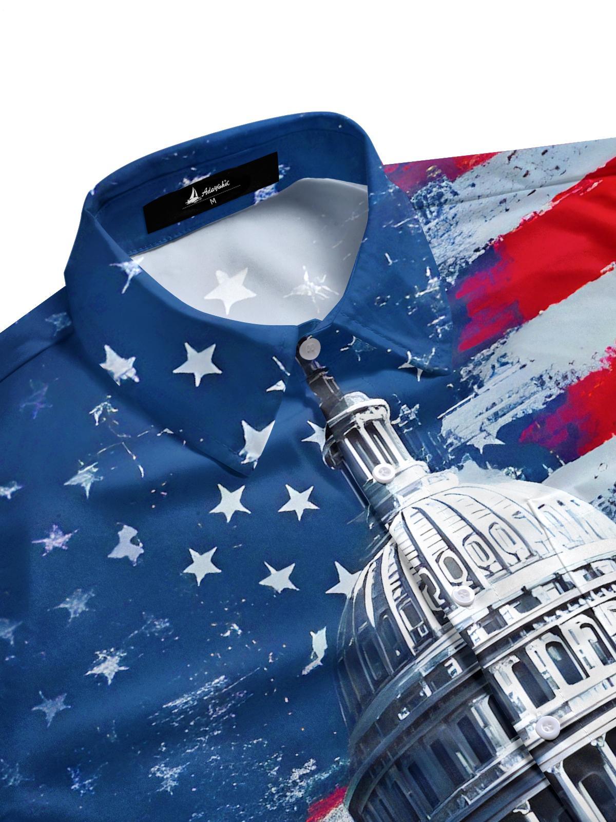 men's USA print shirt side view