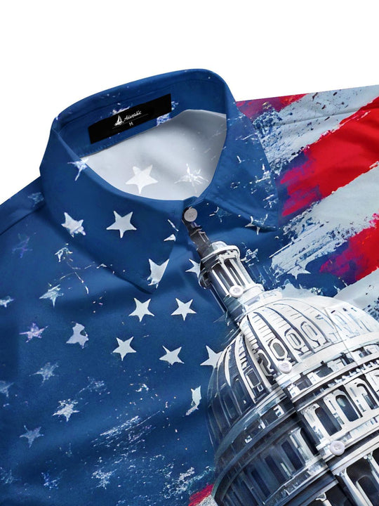 men's USA print shirt side view