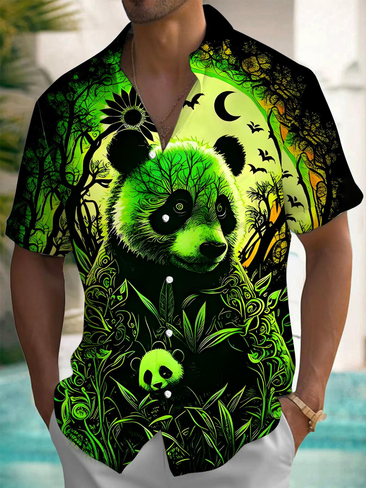 Panda Men's Pocket Short Sleeve Shirts