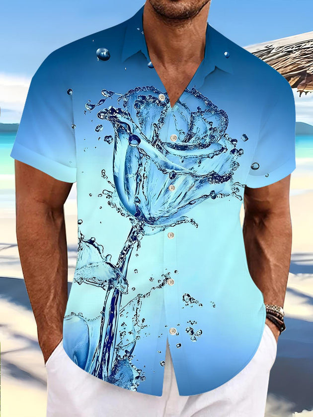 men's Hawaiian shirt front view tropical beach vacation