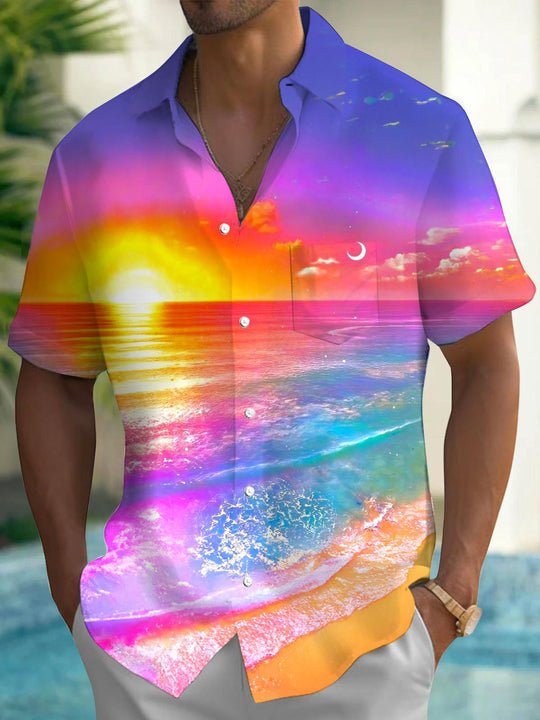 men's Hawaiian shirt front view beach vacation
