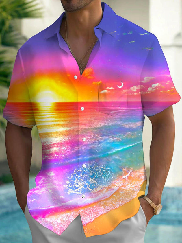 men's Hawaiian shirt front view beach vacation