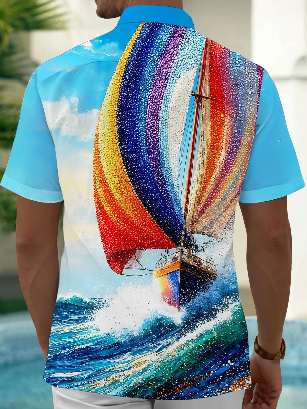 Sailing Boat Men's Pocket Short Sleeve Shirts