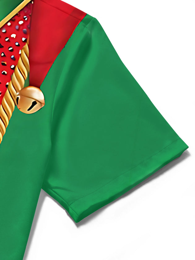 men's Christmas shirt close-up short sleeve