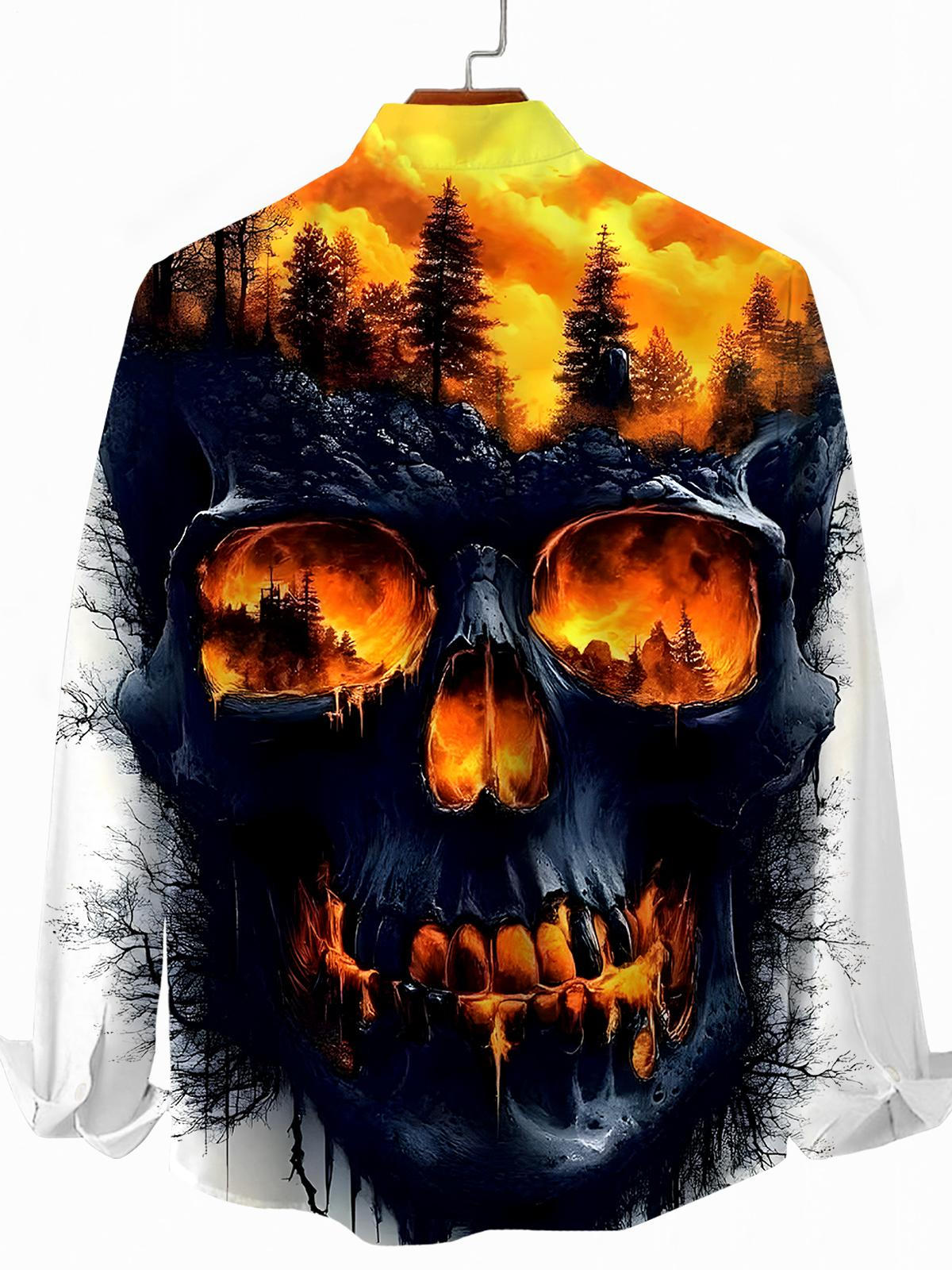 Skull Mountain Men's Pocket Long Sleeve Shirts