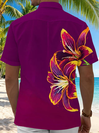 men's flower print shirt back view