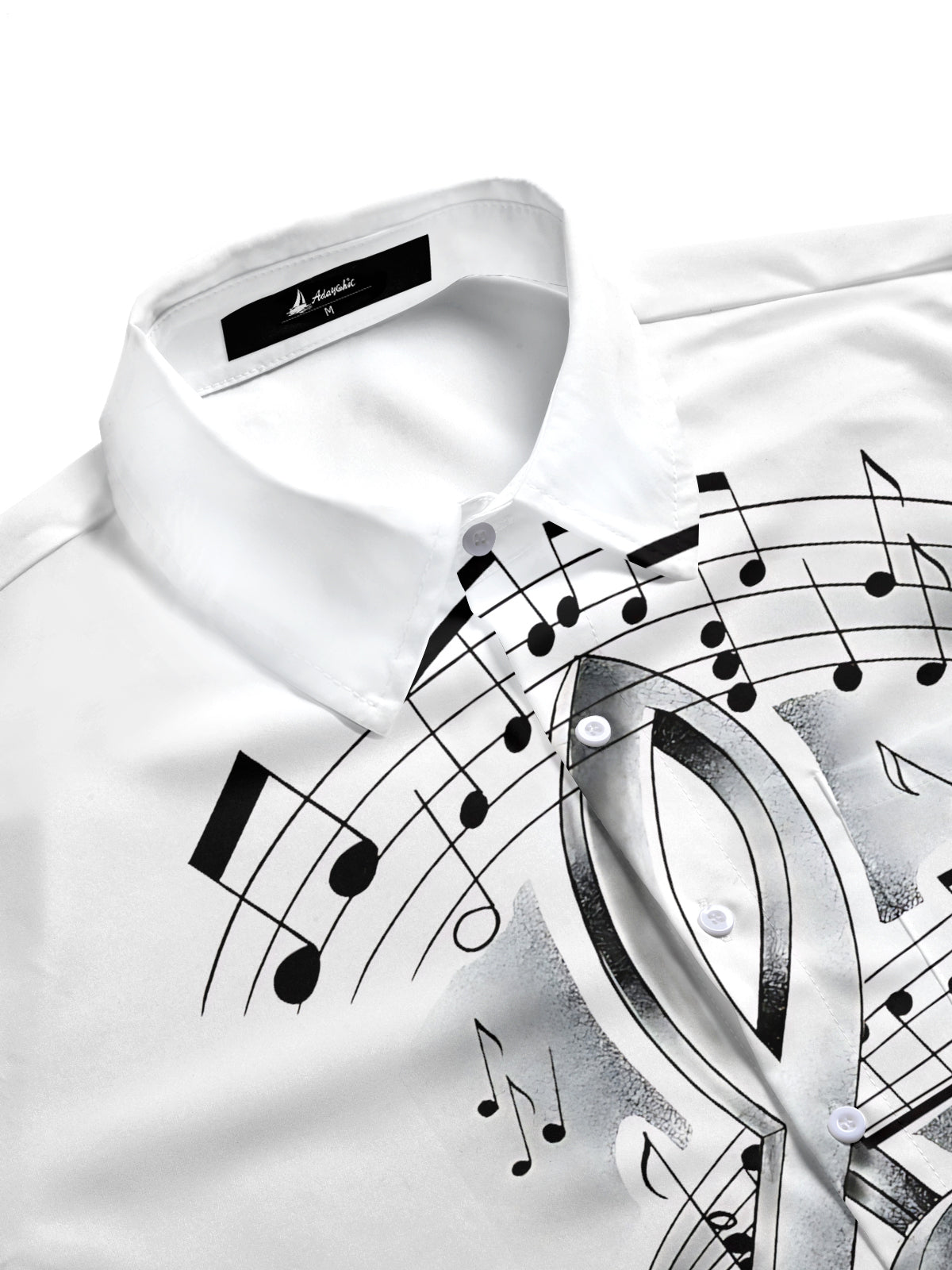 men's guitar print shirt side view