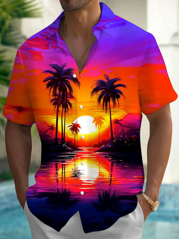 men's Hawaiian shirt front view tropical beach vacation