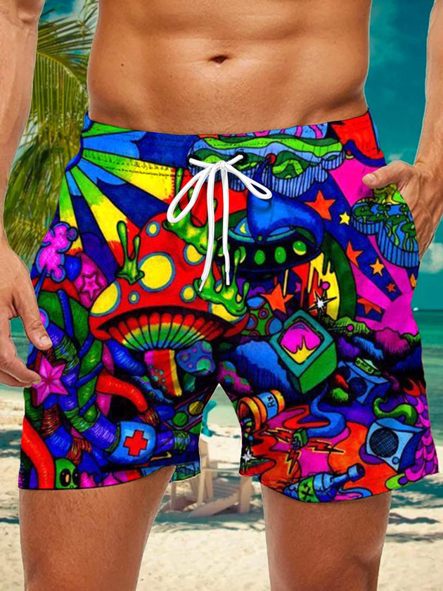 men's abstract print casual pants front view