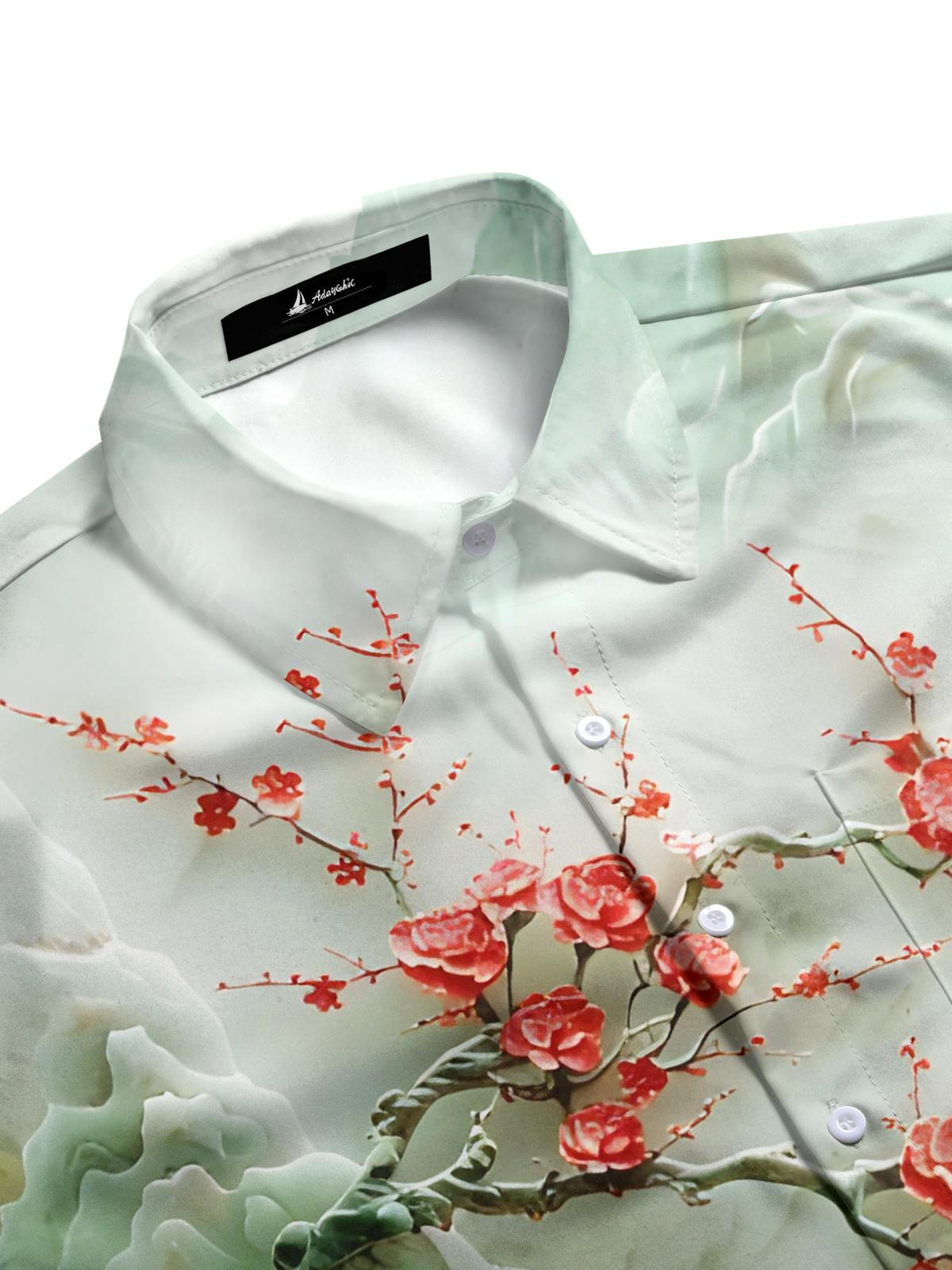Floral Print Men's Pocket Short Sleeve Shirts