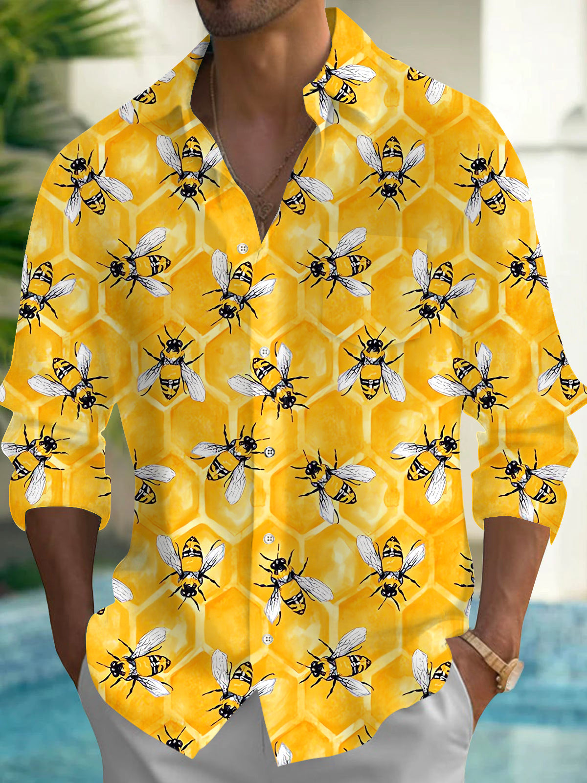 Bee Men's Pocket Long Sleeve Shirts