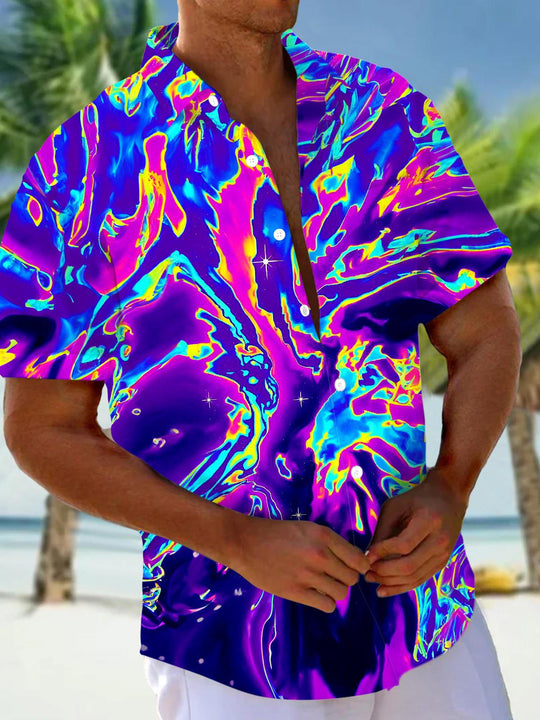 men's abstract print shirt front view
