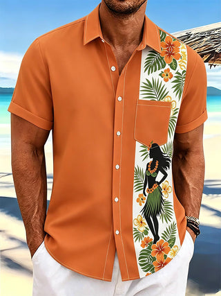 men's Hawaiian shirt front view tropical beach vacation
