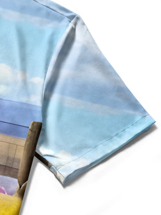 men's printed shirt close-up short sleeve