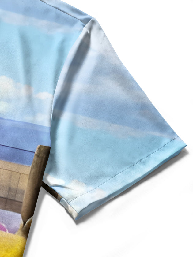 men's printed shirt close-up short sleeve