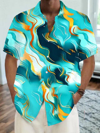Men's abstract print short sleeve shirt front view