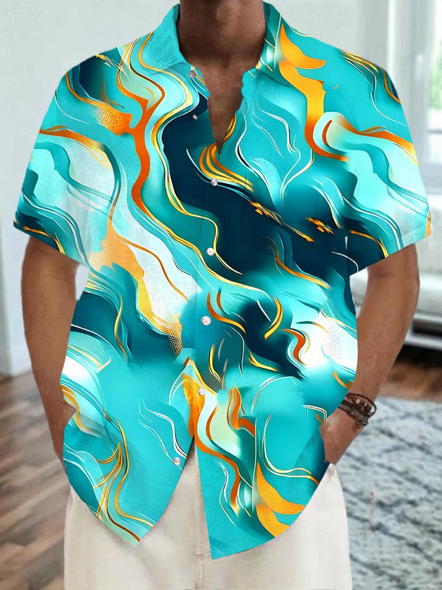 Men's abstract print short sleeve shirt front view