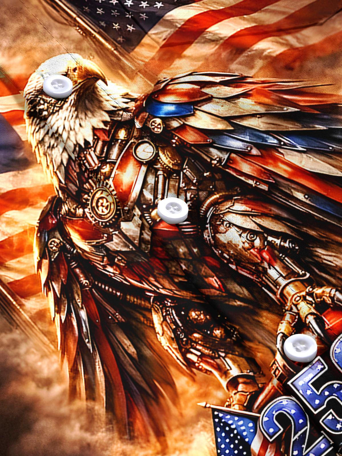 250 Years Eagle American Flag Men's Pocket Short Sleeve Shirts