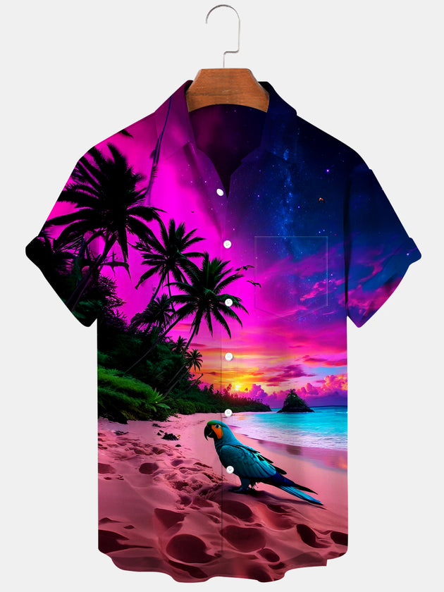 men's Hawaiian shirt front view beach vacation