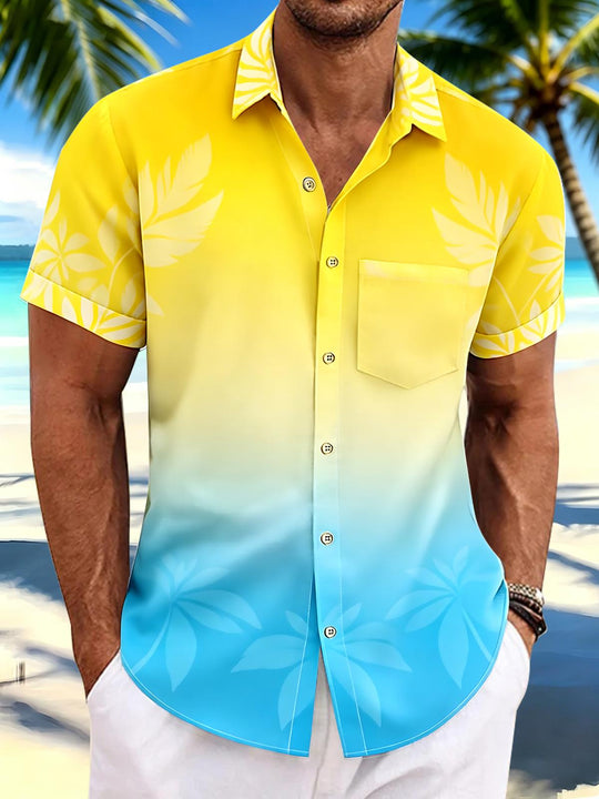 Hawaiian Leaf Men's Pocket Short Sleeve Shirts