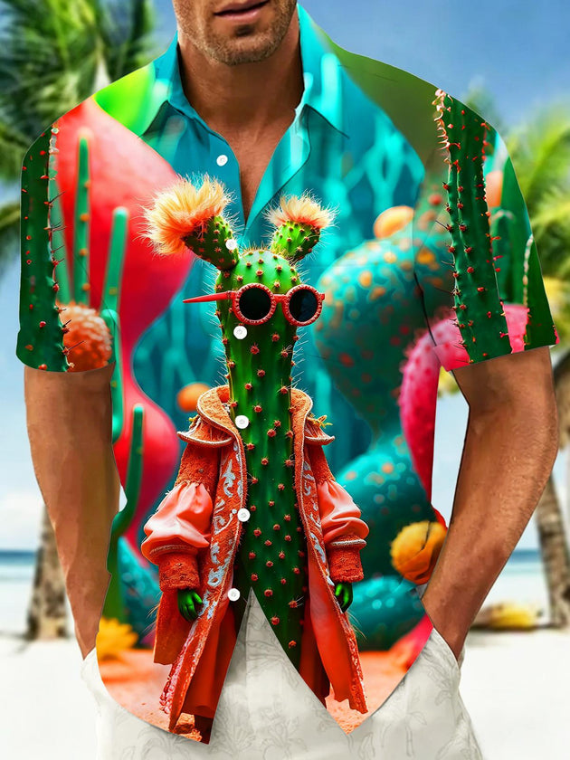 men's cactus print shirt front view