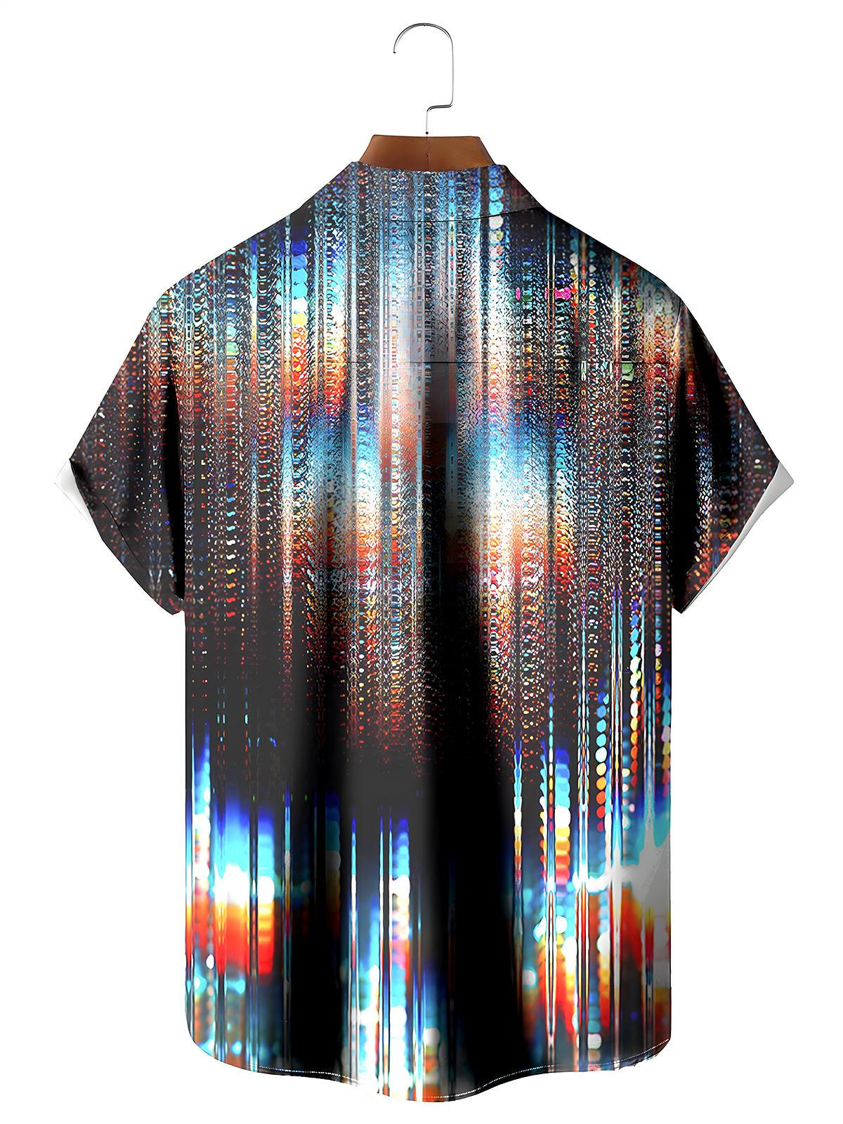 Tie Dye Geometry Men's Pocket Short Sleeve Shirts