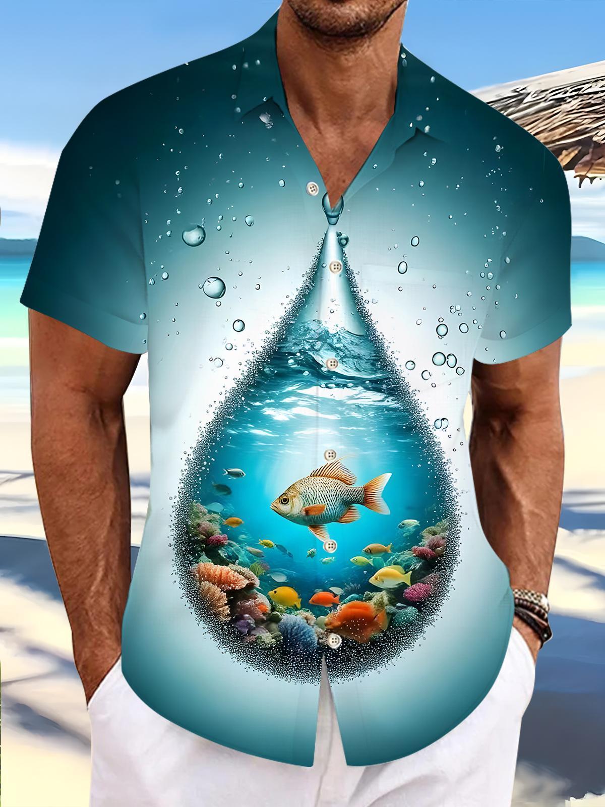 men's Hawaiian shirt front view tropical beach vacation