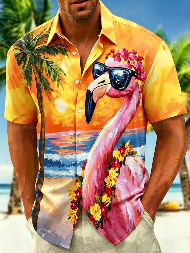 men's Hawaiian shirt front view beach vacation
