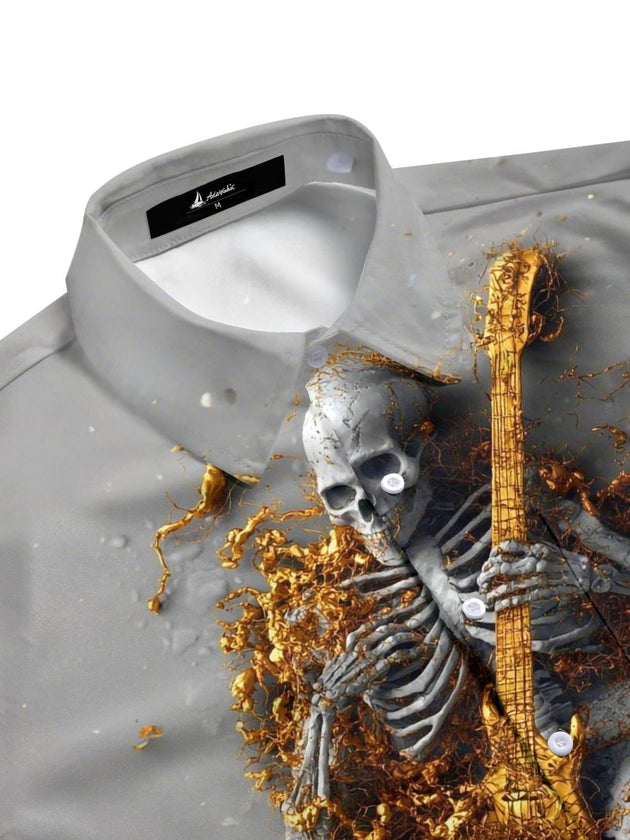 men's gothic print shirt side view