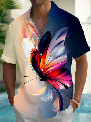 Men's butterfly print short sleeve shirt front view