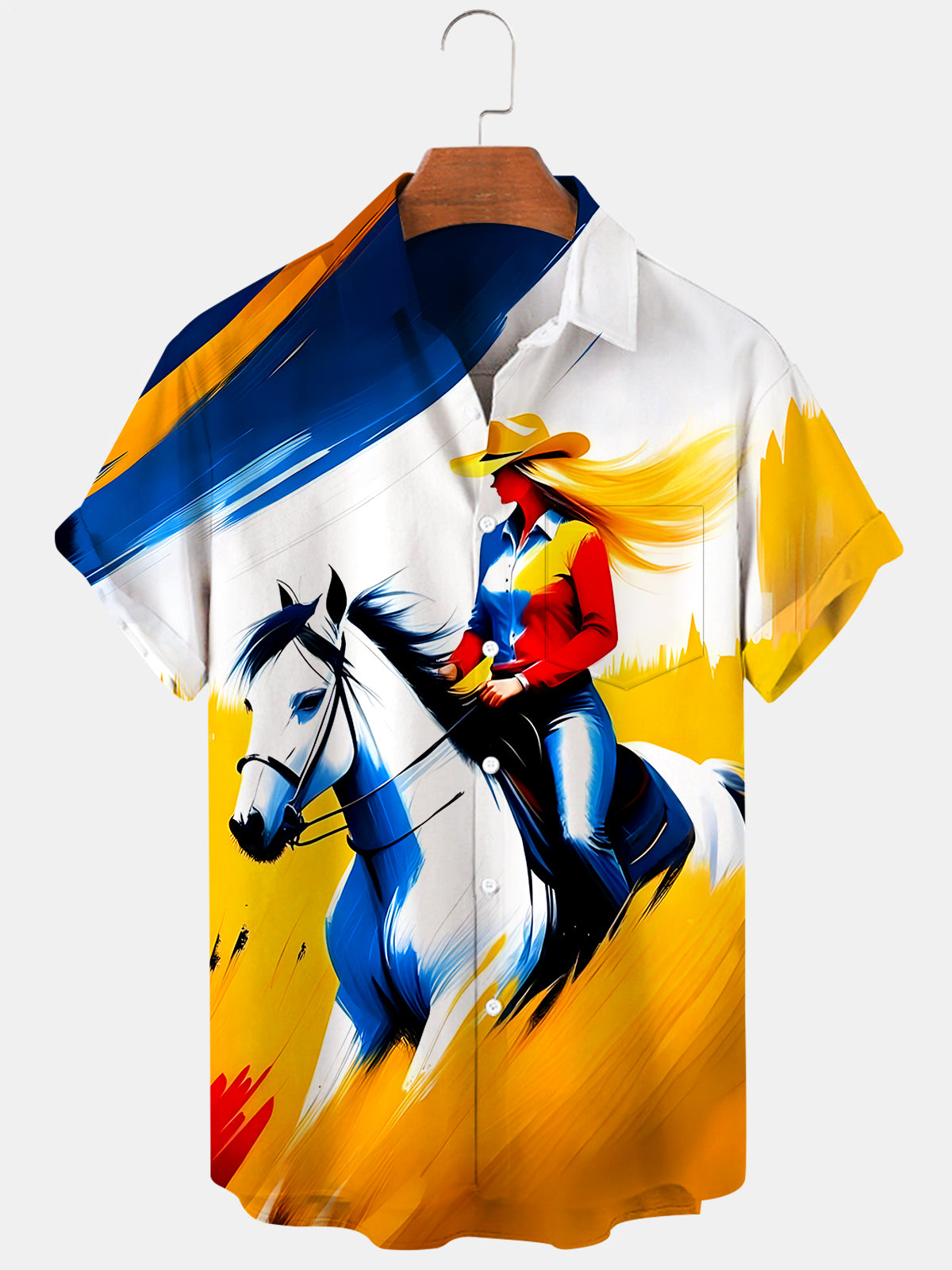 Horse Men's Pocket Short Sleeve Shirts