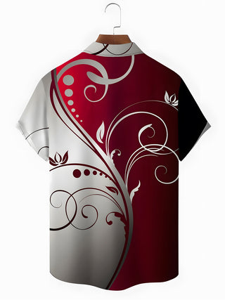 men's floral short sleeve flat lay shirt