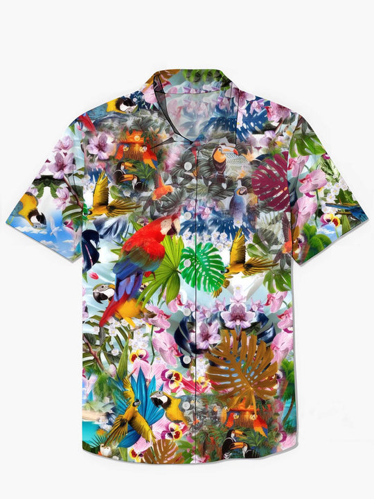 men's Hawaiian shirt front view tropical beach vacation