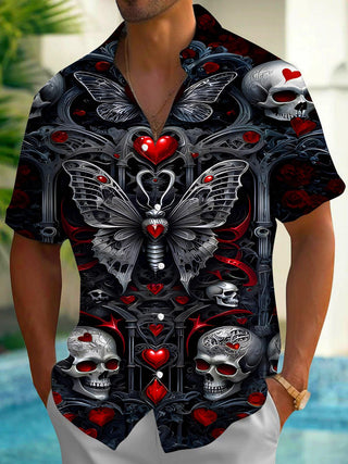 men's butterfly print shirt front view