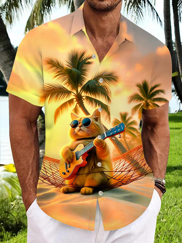 men's Hawaiian shirt front view beach vacation