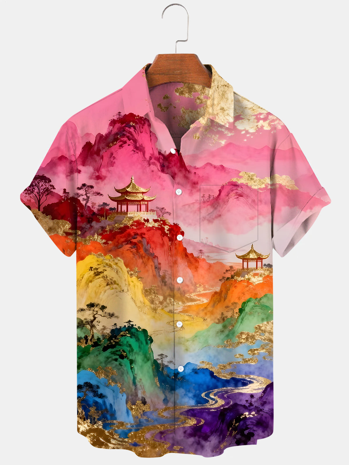 Mountain Courtyard Men's Pocket Short Sleeve Shirts