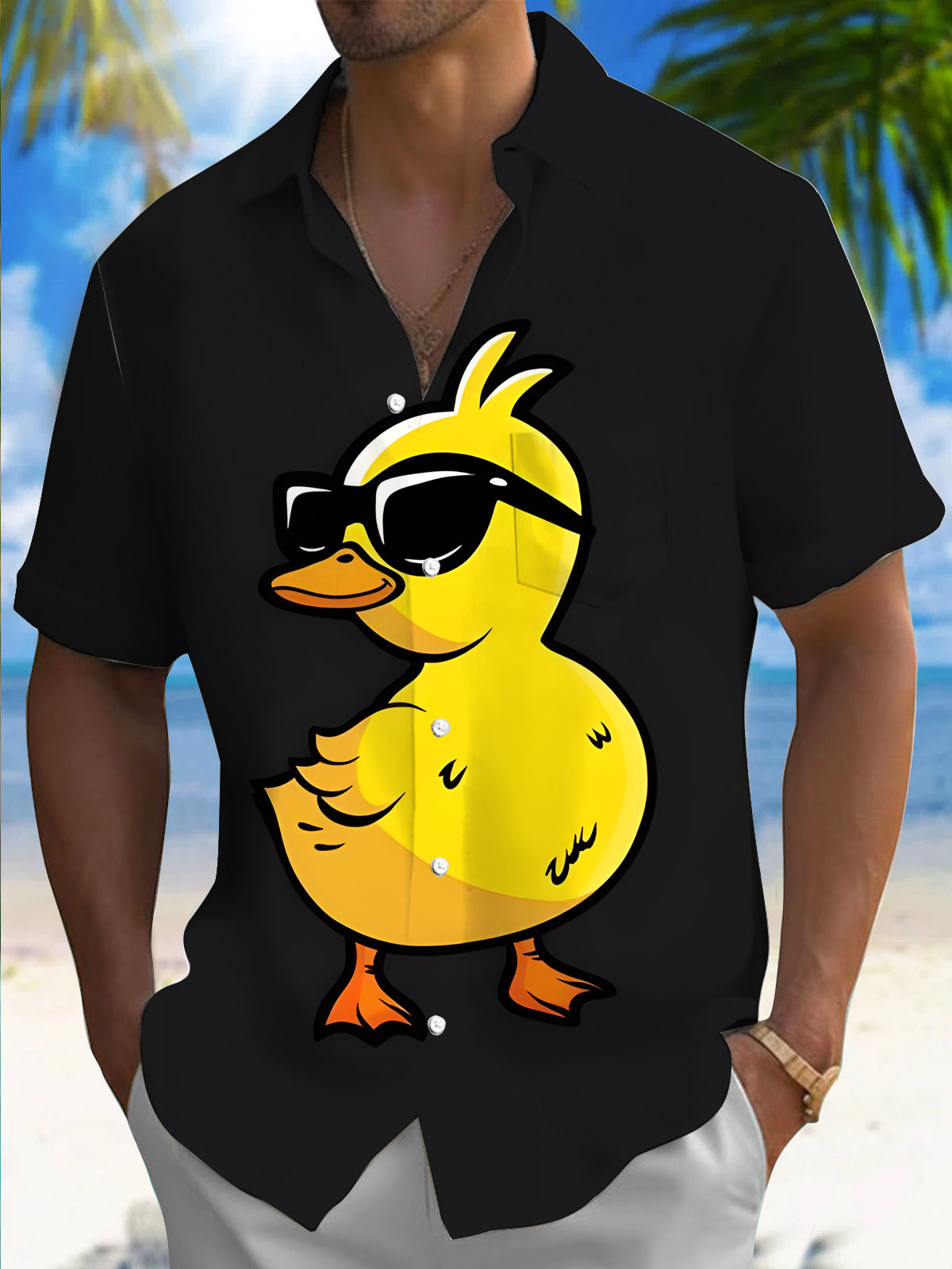 Yellow Duck Men's Pocket Short Sleeve Shirts