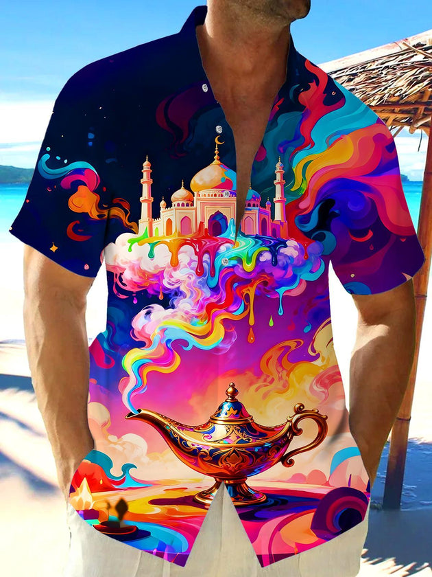 men's colorful tie dye shirt front view