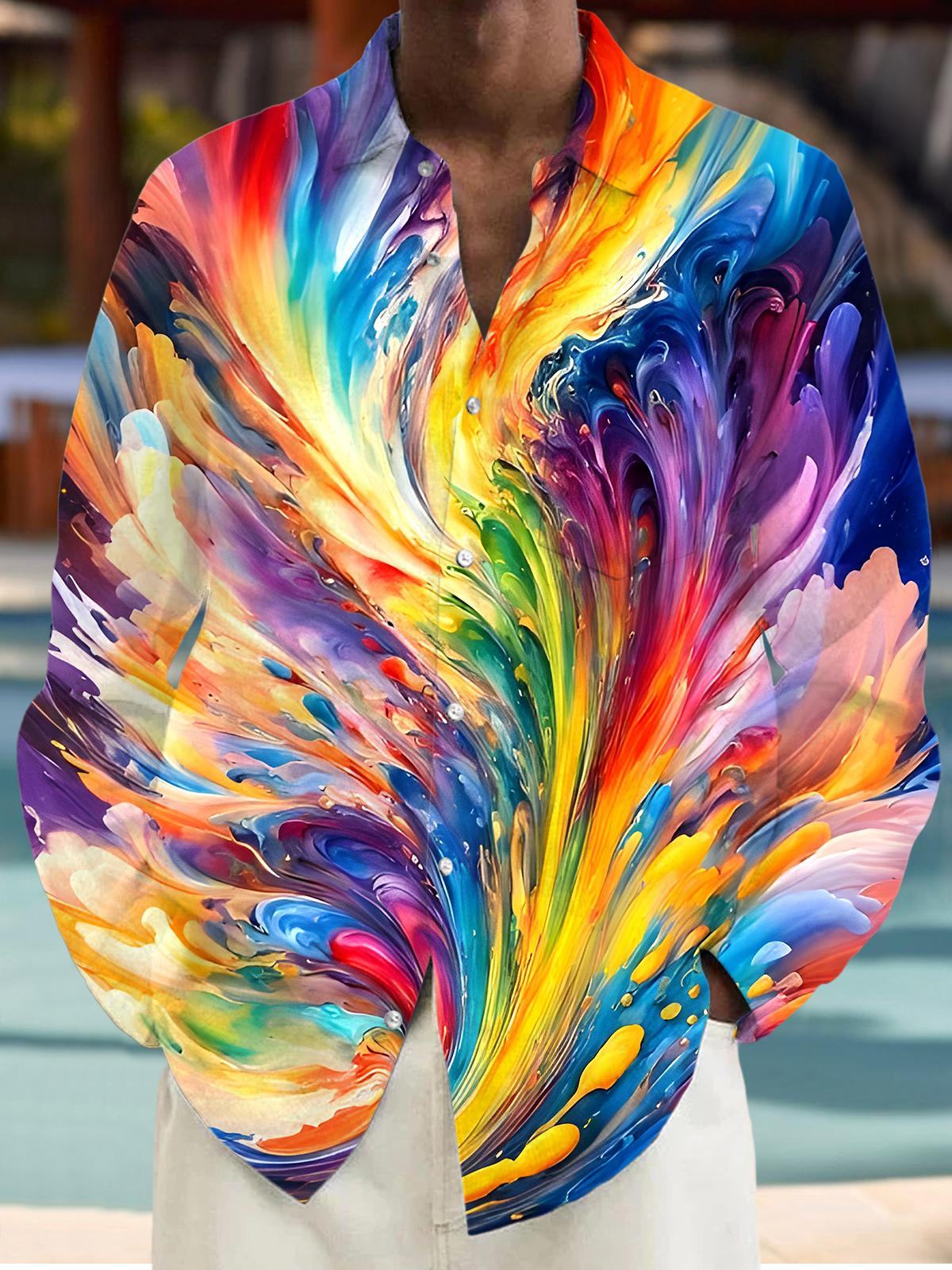 Abstract Men's Pocket Long Sleeve Shirts