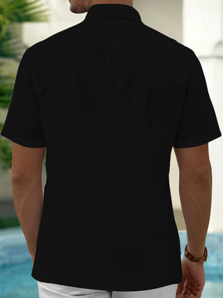 Men abstract print short sleeve shirt back view